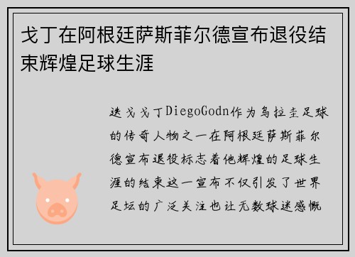 戈丁在阿根廷萨斯菲尔德宣布退役结束辉煌足球生涯